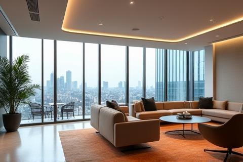 Vista interior de un espacio de oficina corporativa moderno