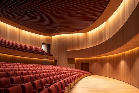 Interior del auditorio de un centro cultural