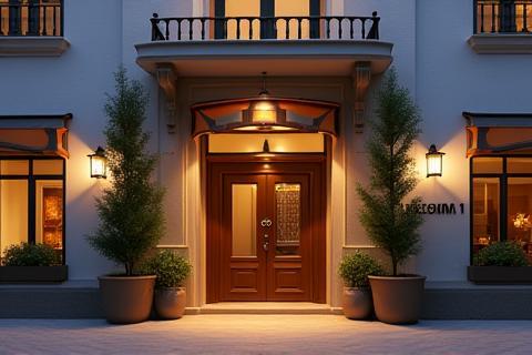 Fachada y entrada de un hotel boutique