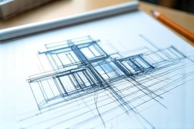 Boceto arquitectónico representando diseño conceptual