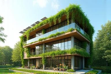 Edificio verde con jardín vertical