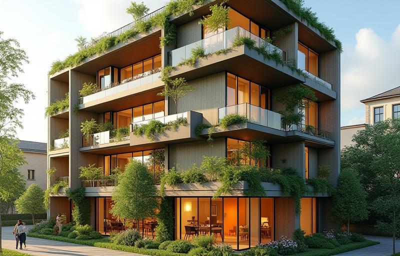 Fachada de un edificio utilizando principios de diseño bioclimático